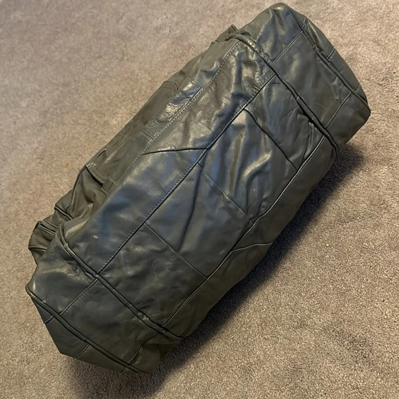 Genuine Leather Gray Patchwork Duffel Bag - Picture 4 of 4